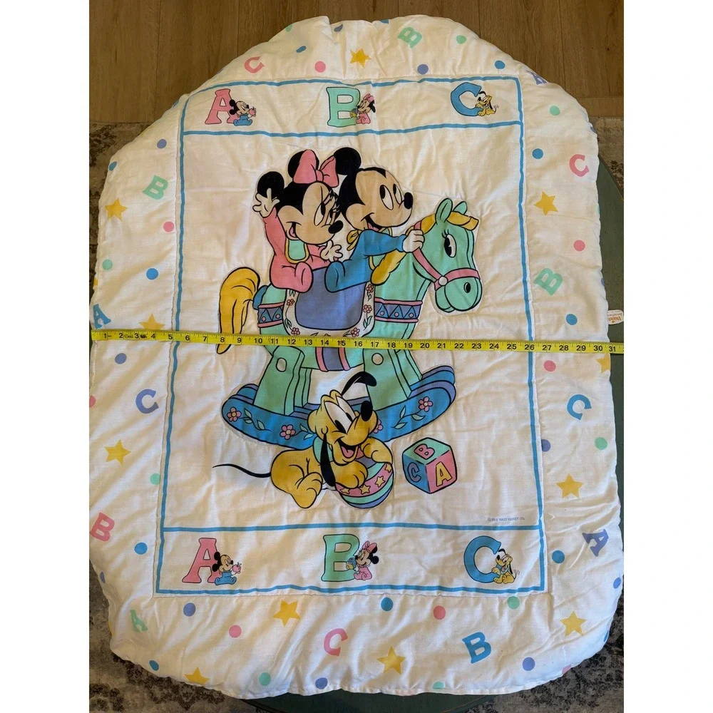Vintage Dundee Disney Mickey Minnie Pluto ABC Baby Quilt Comforter Made in USA